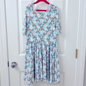 DDS Cloud/Rainbow Print Ballerina Dress